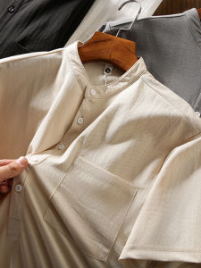 Designer Cotton Linen Blend Lightweight Breathable Short Sleeve Casual Shirt for Men Summer Fashion Urban Style Standard Fit