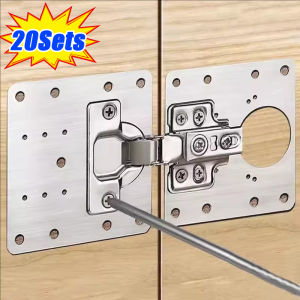 20/30Sets Stainless Steel Hinge Repair Plate / Cupboard Door Hinge Mounting Plate / Furniture Cabinet Repair Hinges with Scrrews / Flat Fixing Brackets