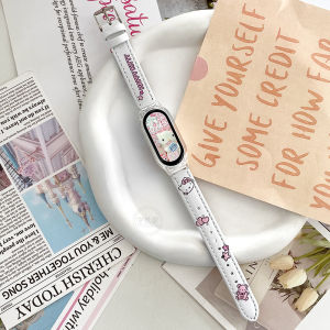 พรีเมี่ยม หนัง สายนาฬิกาอัจฉริยะสําหรับ Xiaomi Mi Band 9/8/7nfc Edition 3/4/5/6 ผู้หญิง รุ่นเซรามิค สไตล์สปอร์ต Creative Smartwatch สายรัด