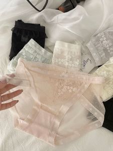 Pure Desire Mint Ice Skin Quick Dry Facial Mask ชุดชั้นในลูกไม้สําหรับหญิงสาวกลางเอวครึ่งโปร่งใสสามเหลี่ยมกางเกง