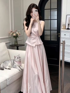 Ge·an·fei | Váy Hai Dây Nữ Mùa Hè Màu Hồng Phong Cách Pháp