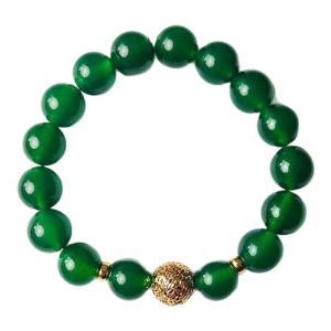 AILEQ | 925 Sterling Silver Natural Chalcedony Green Modern Chinese Style Bracelet