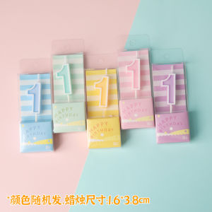 Internet Celebrity Birthday Digital Candle 0-9 Macaron Color Cartoon Color Childrens Party Cake Dessert Dress up Plug-in