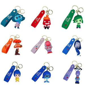 New Cartoon Movie Inside Out 2 Keychains Cute PVC Anxiety Ennui Envy Anime Key Ring Bag Pendant Model Toys Girls Gifts