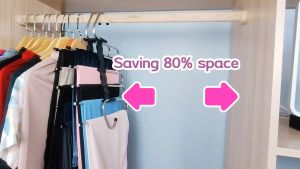 AIMO 5 Layers Trousers Magic Pants Hanger Wardrobe Folding Multi-functional Storage Organizer Household Magic Tudung Hanger Scarf Holder