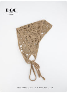 Girl Headscarf Handmade Crocheted Flower Baby Foto Travel Hair Band French Retro Triangular Binder Hollow Bag Headdress