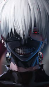 Poster Bingkai Kayu Kaneki Ken Sasaki Haise Tokyo Ghoul Anime Wall Decor / Hiasan Dinding Kamar / Dekorasi Murah Keren