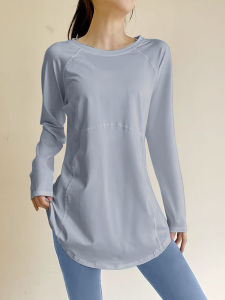 Womens Sporty Long Sleeve T-Shirt Breathable Quick Dry Fitness Training Running Yoga Outfit Set Comfortable Loose Fit Autumn