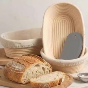 Bread Proofing Basket with Silicone Scraper Oval Shaped Dough Proofing Bowls W/Liners Perfect for Bread Baking