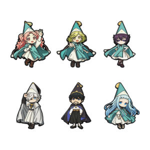 Bộ 6 Ghim Cài Áo Hình Mũ Phù Thủy - Coco Qifrey Agott Tetia - Huy Hiệu Cài Áo Kim Loại Trang Trí Dành Cho Fan Anime
