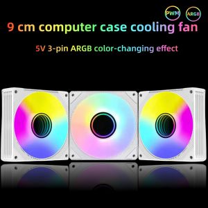 ARGB 92mm computer case cooling fans with 8 shock-absorbing foot pads design. Low noise operation high airflow.
