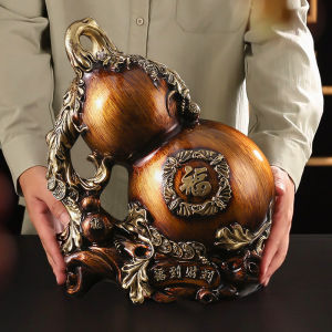 Large Size Gourd Money Box Creative Saving Jar Retro Resin Breakage Proof New Year Decoration Adult Gift That Can Be Withdrawn