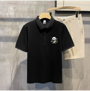 Áo Thun Nam Dáng Rộng in Hình Gấu Trúc Mùa Hè Thường Ngày Không Cần Ủi Áo Thun Cotton Phong Cách Mỹ Thường Ngày