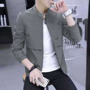 Fashionable Korean Style Mens Casual Jacket Youth Slim Fit XS Size Small Autumn Season Polyester Fabric Long Sleeve Zipper