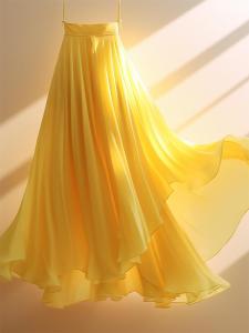 Yellow High Waist Slimming Mini Skirt Summer Fashion Womens Clothing 2024 New Style Fairy Tale Inspired Concealing Skirt