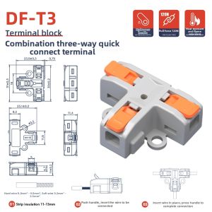 kuicc | Three Way T-Type Quick Wiring Connector No Pain Wrench Press 32A