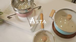 Asta Sauce Pan Panci Stainless Kukusan Mpasi Anti Lengket Tutup Kaca 16 cm
