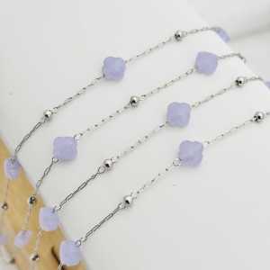 สร้อยคอ ต่างหู สร้อยข้อมือ เครื่องประดับแฟชั่น DIY โซ่คริสตัลเลี่ยมเล็ก ลูกปัดทองแดง ลูกปัดสี่แผ่นดินฝรั่งเศส