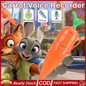 Aitemay Multi-functional Carrot Voice Recorder Pen Zootopia Electronic Sound Toy Can Write Graffiti Ballpoint Pen 60-Second Voice Recorder Pen Gift