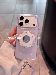 LIANGWU | Sparkly Dots Floral Magnetic Stand iPhone Case