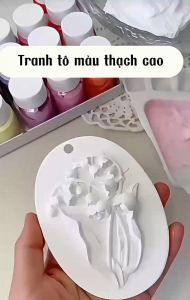 Tranh tô màu thạch cao tranh nổi 3D mini kèm màu cọ và giá vẽ LIM DIY