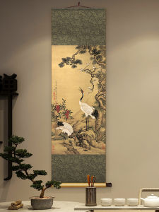 Songhe Yannian Chinese Painting Vertical Type at the Entrance Painting Scroll Painting New Chinese Style Living Room Decorative Painting Chinese Style Tea Room Mural
