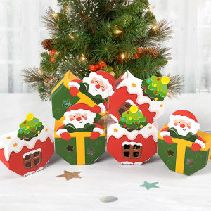 10/30/50pcs Foldable Mini Christmas Packaging Box Christmas Tree DIY Gift Storage Box Funny Handmade Xmas Supplies Party Decor