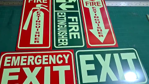 Fire Exit Sign Luminous background Glow in the Dark black Cut Out Sticker in 3mm Sintra