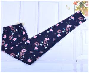 plus Size Autumn Pants for Middle-Aged And Elderly Women Home Wear Thermal Underwear High Waist Long Pants Floral Pattern