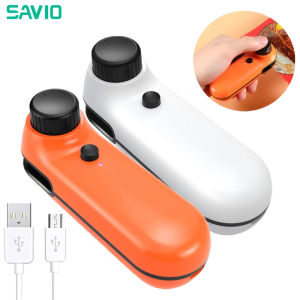SAVIO Mini Heat Bag Sealing Machine 2 In 1 Plastic Bag Sealer USB Charging Vacuum Sealer Heat Food Sealing Device Kitchen Accessories