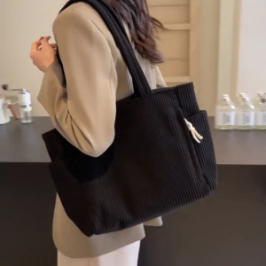 Corduroy Canvas Bag New Large-capacity Shoulder Bag Students Class Hand bag for Women Shopping Leisu
