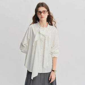 DUSHU | Irregular Design Flared Collar Slim Fit Womens Shirt