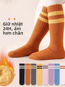 MiiOW | Tất ống dài dày dặn giữ ấm cho trẻ em mùa thu đông bằng vải nhung chần bông Tất cao đến đầu gối cho bé gái Tất ống dài cho bé trai và bé gái