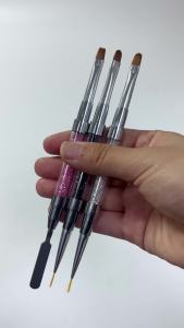 1pc Crystal Nail Art Brush Nails Painted Liner Brush Double End Stainless Steel Soft Fiber Painting Manicure Brushes Makeup Tool