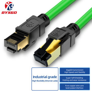 Cat5e Cat6a SFTP Industrial Ethernet Cable High Flexible Drag Chain RJ45 10Gigabit 26AWG Double Shielded Profinet EtherCAT IP67