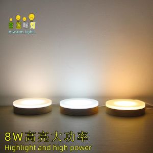 Acrylic Wooden LED Light Base High Brightness 10W USB Plug-In Night Light Atmosphere Lamp Cup Mat Home Decorative Lighting