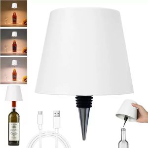LED Wireless Bottle Shape Table Lamp Touch Dimmable 3 Colors Night Light for Bar Wine Decor Desk Lamp