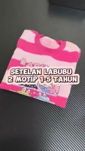 Baju Anak Perempuan Labubu 1-5 Tahun: Setelan Celana Cargo Kaos Katun Lengan Pendek