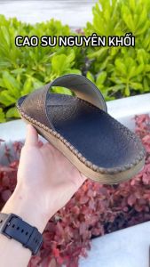 Dép da nam cao cấp .dép quai ngang đế cao su đúc nguyên khối được may đế  🔹Mã Sản Phẩm: dép bản da đen