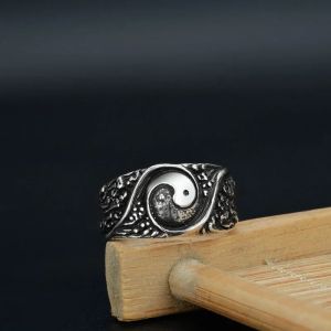 Cincin Elegan Desain Taichi Yin Yang (Adjustable)