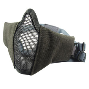 Adjustable CS Wargame Hunting Paintball Protective Masks Tactical Half Face Airsoft Mask Foldable Metal Mesh Double Ribbon