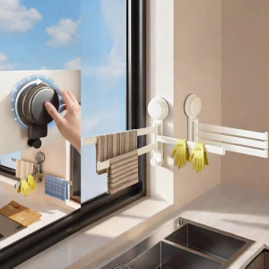 XUANG | Wall Mounted Suction Cup Towel Rack Rotatable Multifunctional