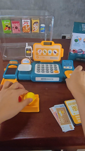 OSSDE 52 Pieces Simulation Supermarket Cash Register Playset with Scanner Music and Scales Supermarket