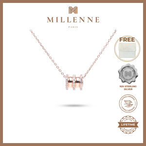 MILLENNE Made For The Night Orbit Studded Cubic Zirconia Rose Gold Necklace with 925 Sterling Silver (MLP-01)