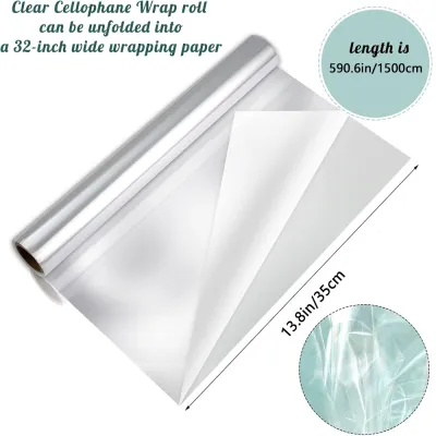 35*1500CM Flower Wrapping Paper Transparent Film Packaging Roll Flower Packaging Flower Shop Handmade Bouquet Gift Packaging
