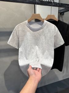 Trendy Ice Silk Loose Short Sleeve round Neck Mens T-Shirt Breathable Comfortable Summer New Arrival Fashionable Streetwear