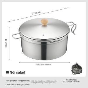 Campingmoon | CAMPINGMOON S371-C1 Dụng Cụ Kéo Tuyết Cắm Trại Bằng Thép Không Gỉ Có Ngăn Hấp Dụng Cụ Nấu Ăn Ngoài Trời Đa Chức Năng