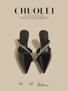CHUOLEI | New Spring Fine Mid-Heel Mary Jane Flat Sandals with Rhinestones