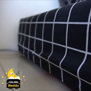 Sprei Single Aesthetic Monochrome Kotak Hitam & Putih Sprei Sudut Karet