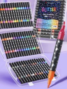Glitter Double Tips Markers ปากกา Shimmer Markers Glitter การเขียนปากกาสําหรับการ์ดคริสต์มาสอวยพรวันเกิด DIY Art